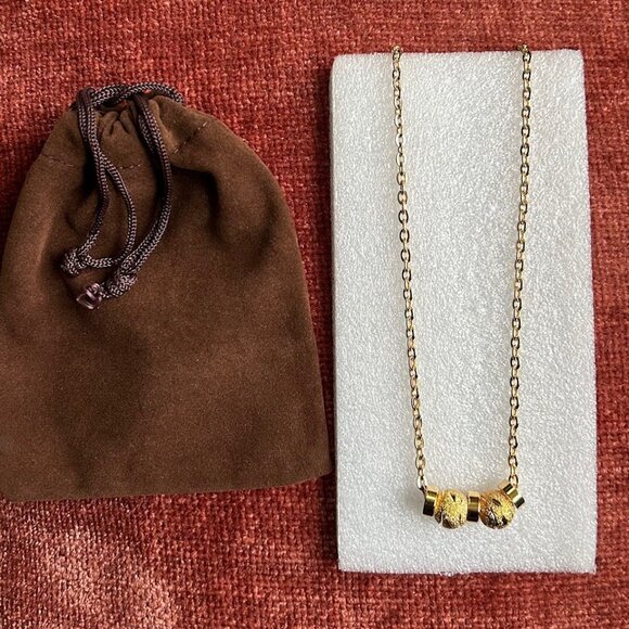 New RONDELLE Gold Stardust Pendant on 18K Gold 22" Chain Necklace - Picture 1 of 7